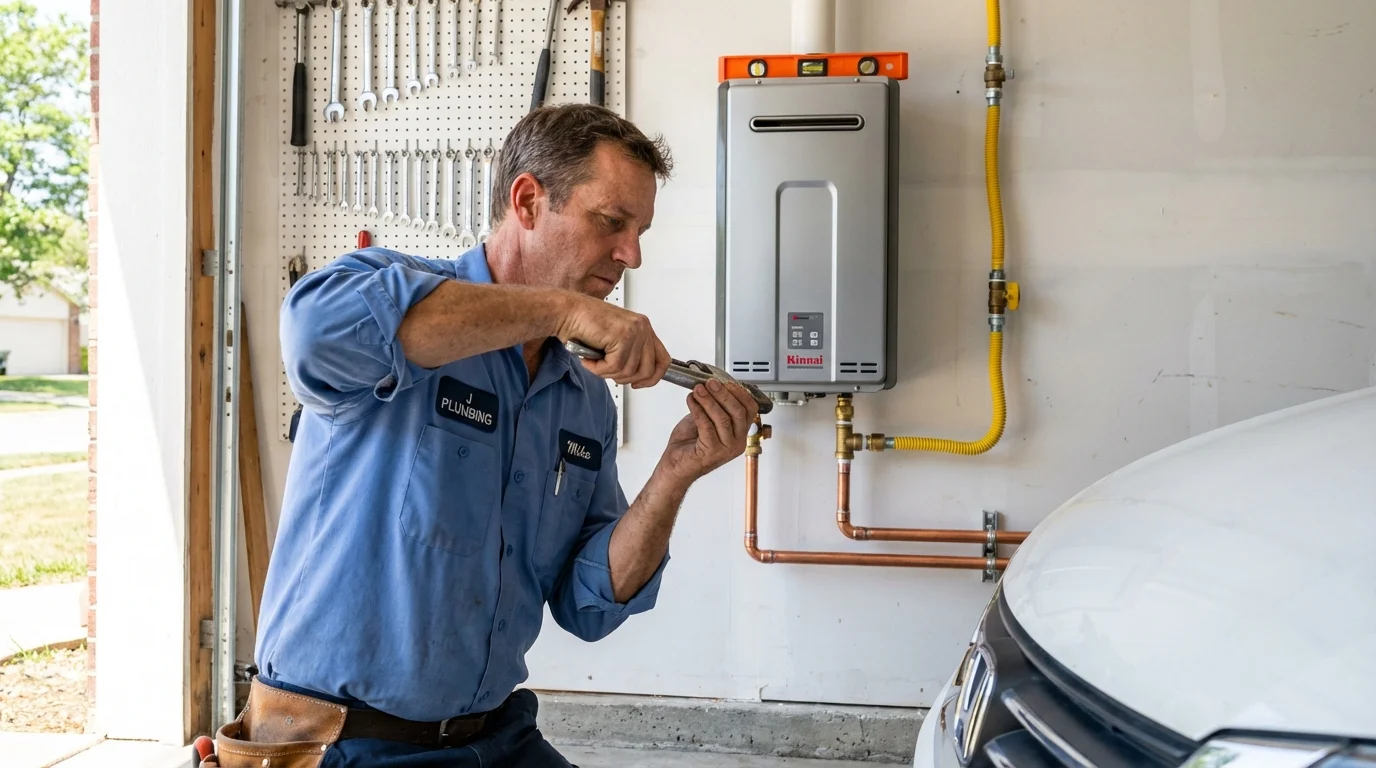 Tankless water heater installation by a Johns Plumbing LLC plumber in Ipswich
